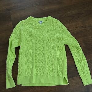 J Crew Neon Green Cable Knit Sweater
